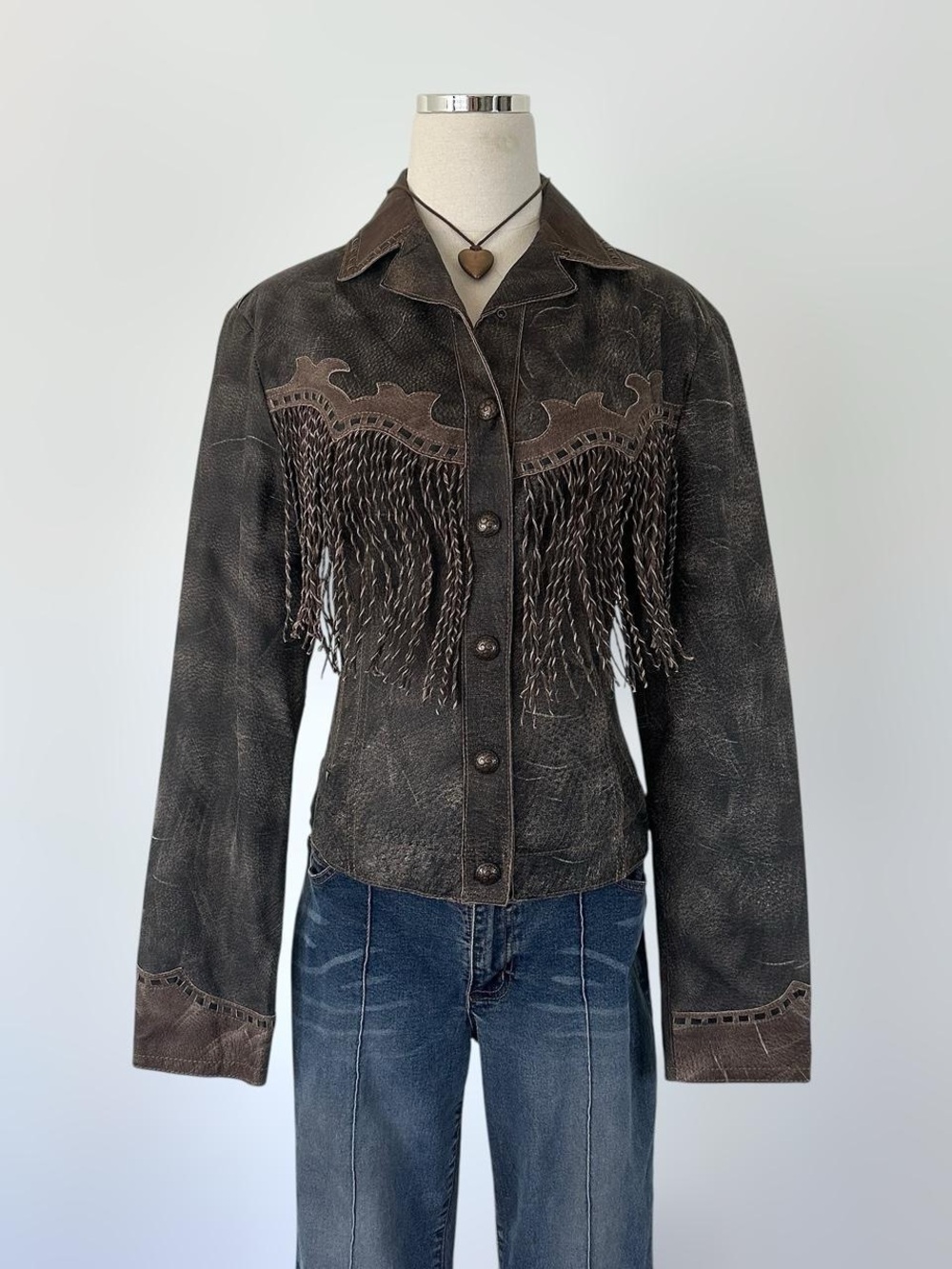 Rare/ unique Vintage 90s 100% Dark brown Leather jacket, size M - Picture 2 of 7